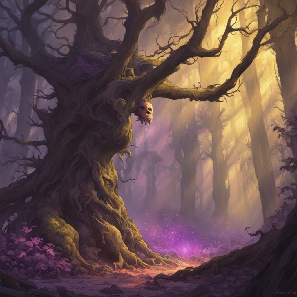 Alien in Mystical Forest: Dark Fantasy Art