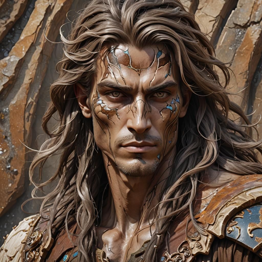 Earth Genasi Portrait with Crystalline Hair