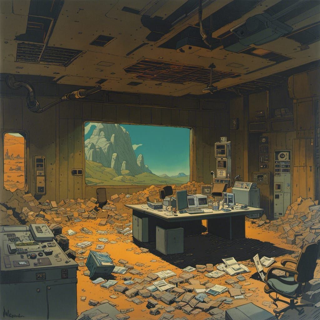 Abandoned Sci-Fi Bunker Command Center: Detailed Digital Art