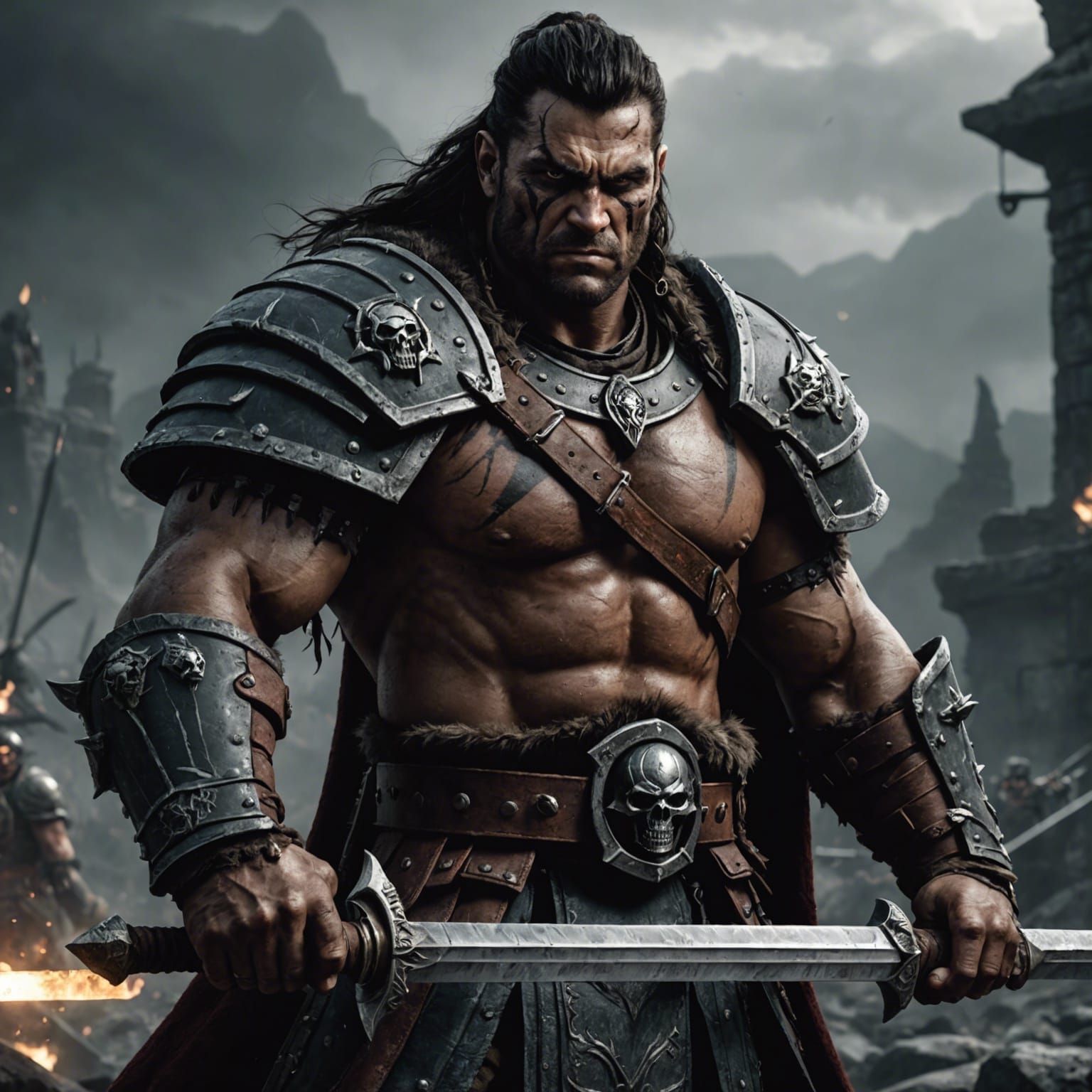 Dark Oath Barbarian Readying Broadsword