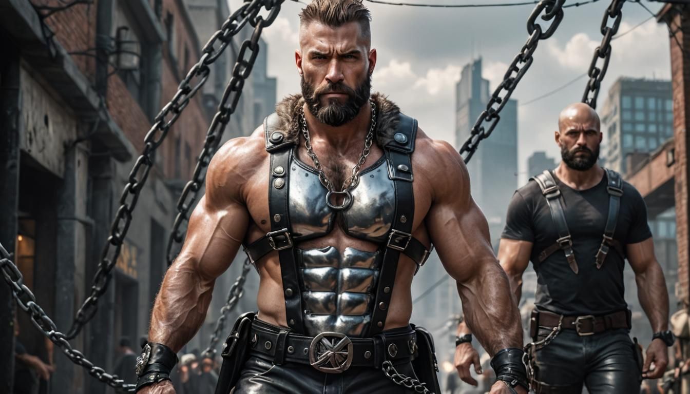 Hyperrealistic Alpha Male Hero in Silver Outfit