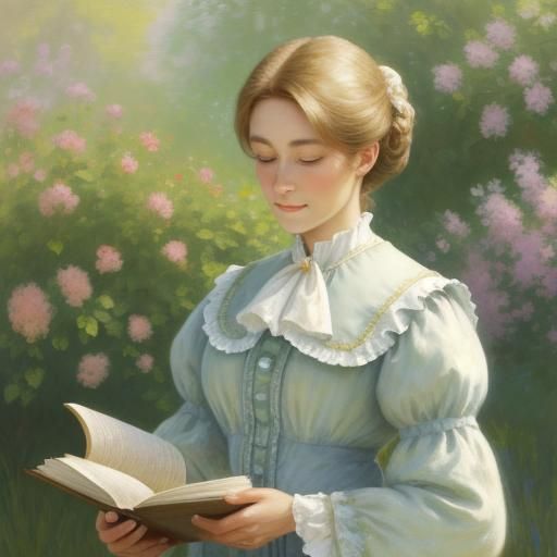 Woman Reading in Garden: An Impressionistic Painting