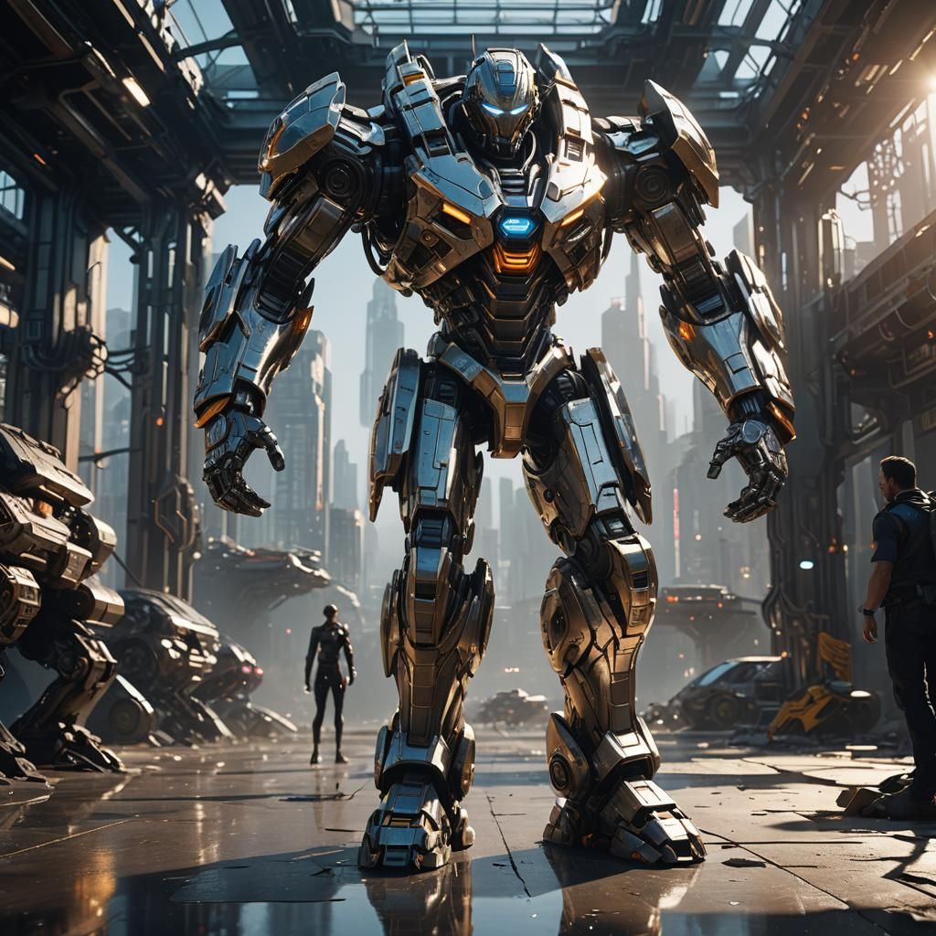 Sci-Fi Superhero with Intricate Mech Details