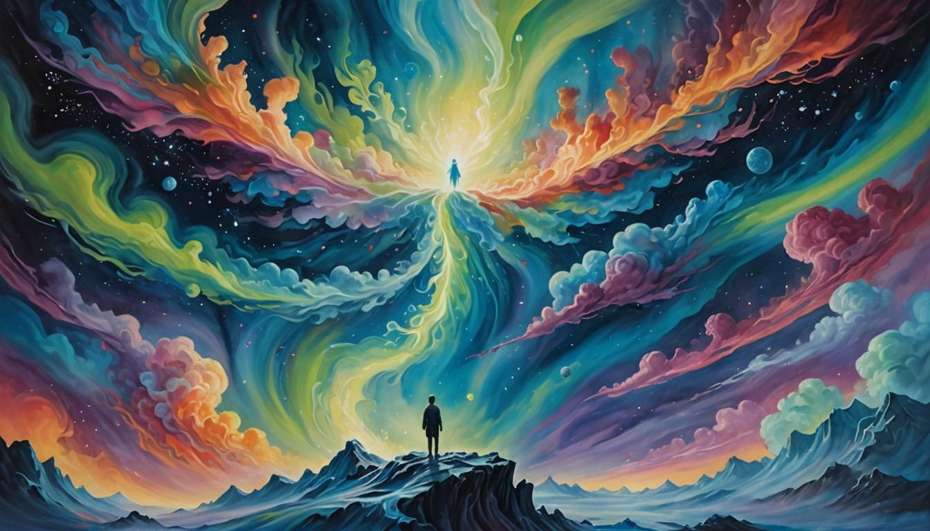 Cosmic Surrealist Dream in Oil Painting Style