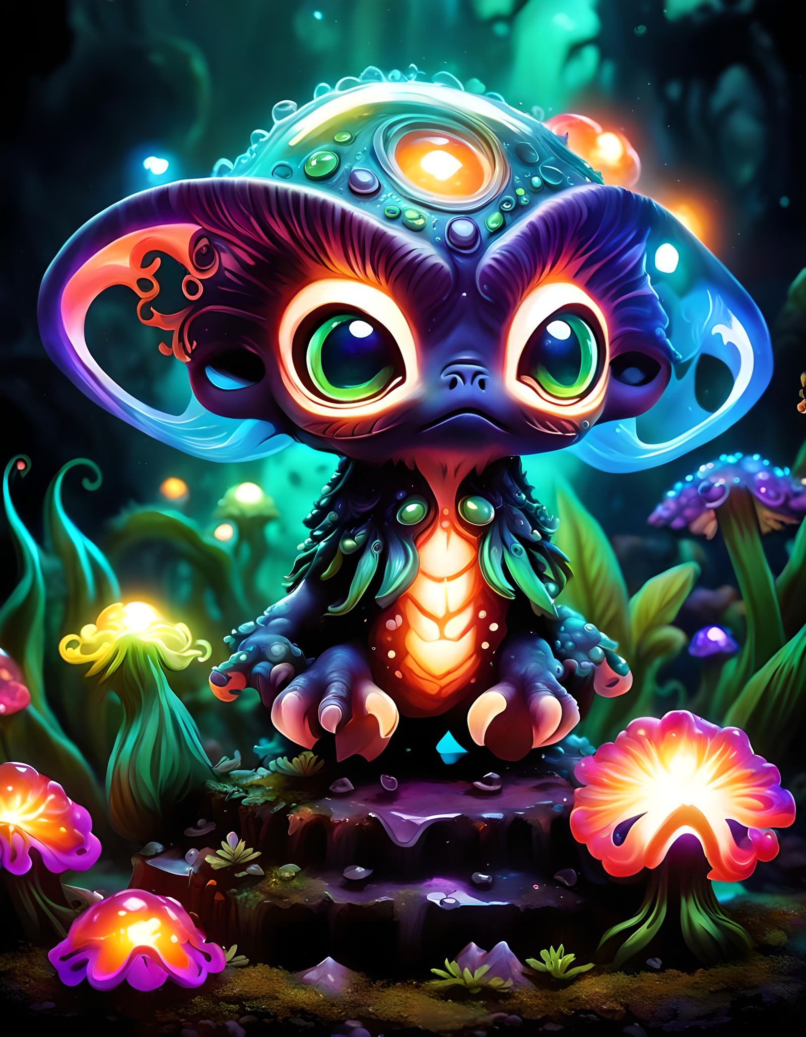 Adorable Eldritch Animal Deity in Mystical Jungle