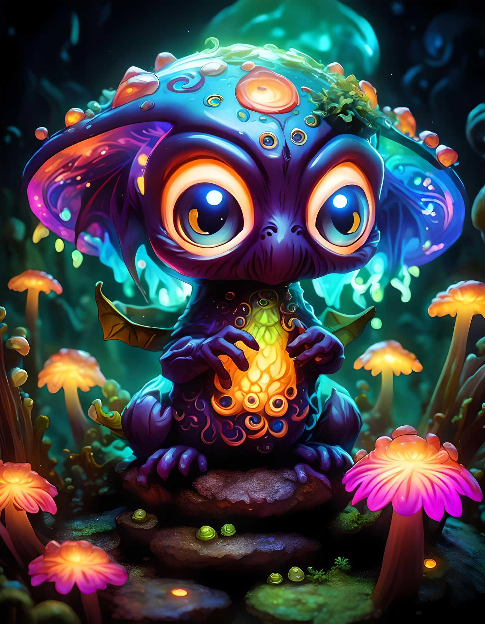 Adorable Eldritch Deity in Mystical Jungle