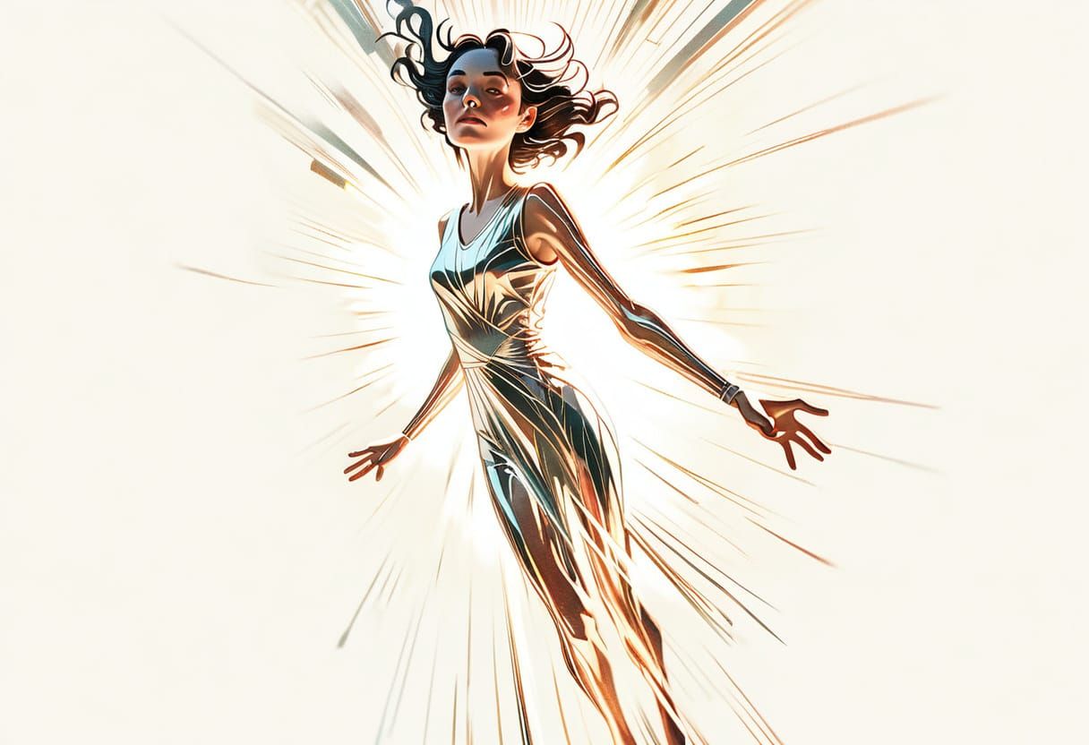 Surrealist Art Deco Couple Dancing in Summer Colors