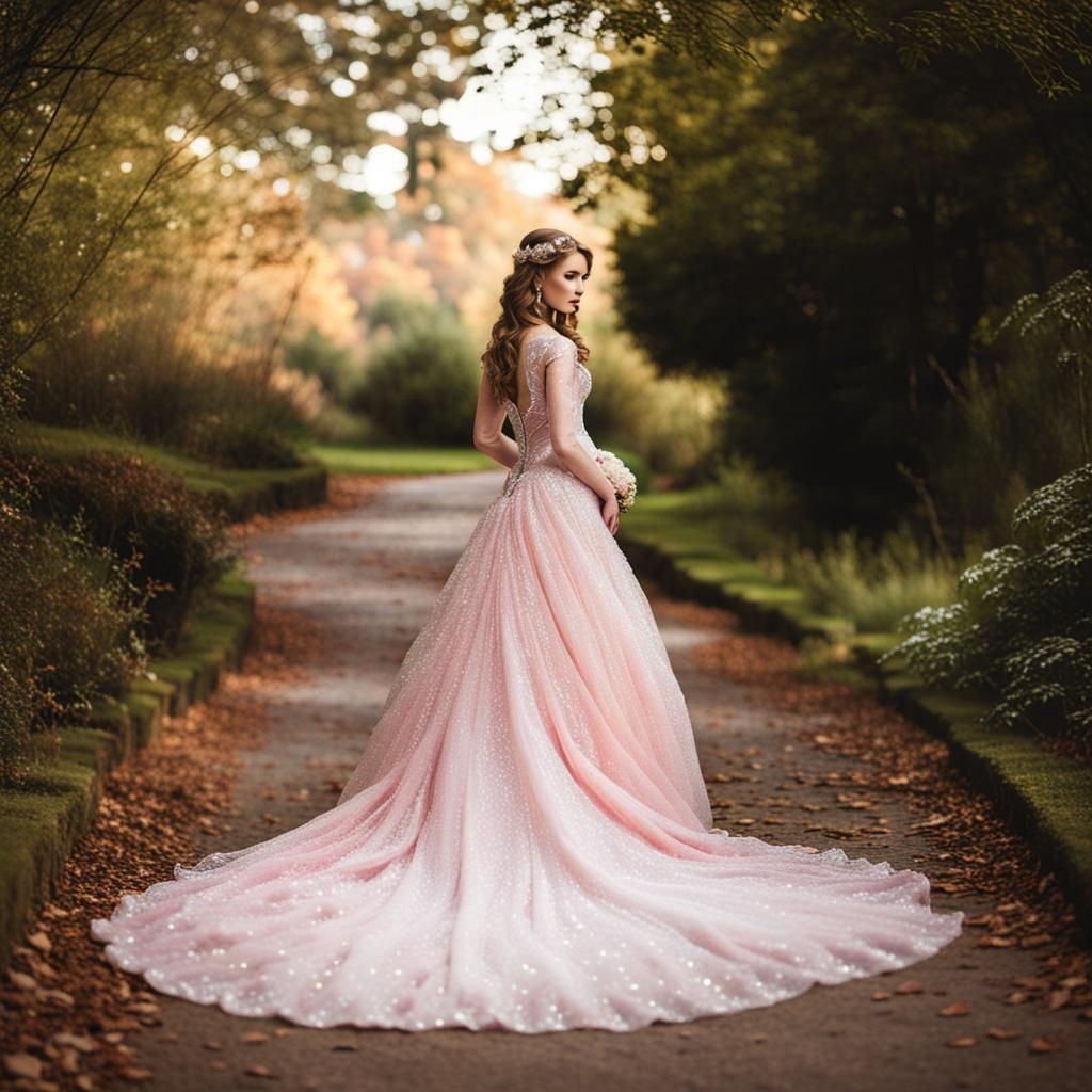 Bride in Sparkling Victorian Gown with Crystal Lights