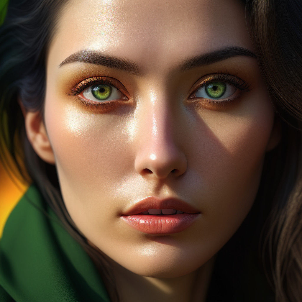 Thoughtful Young Woman in Hyperrealistic Digital Art