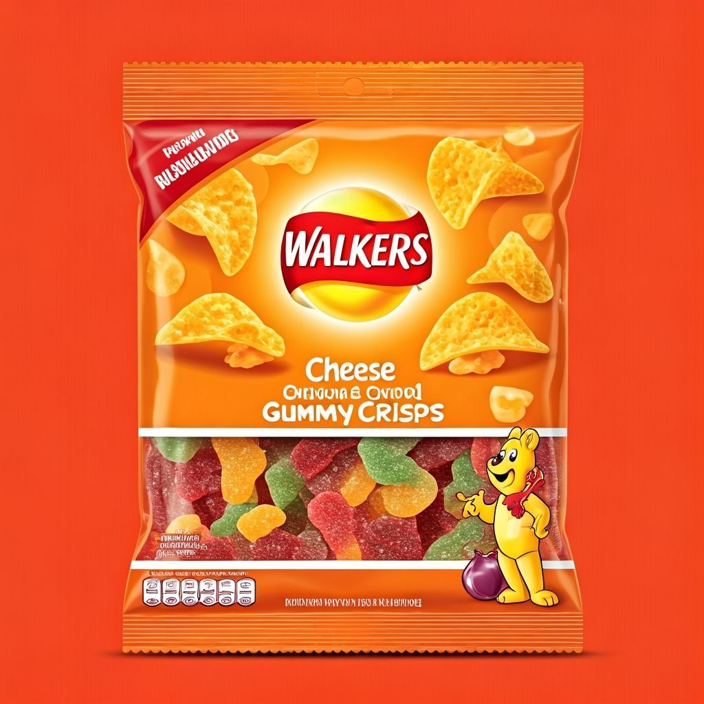 Walkers Cheese & Onion Gummy Crisps Packaging