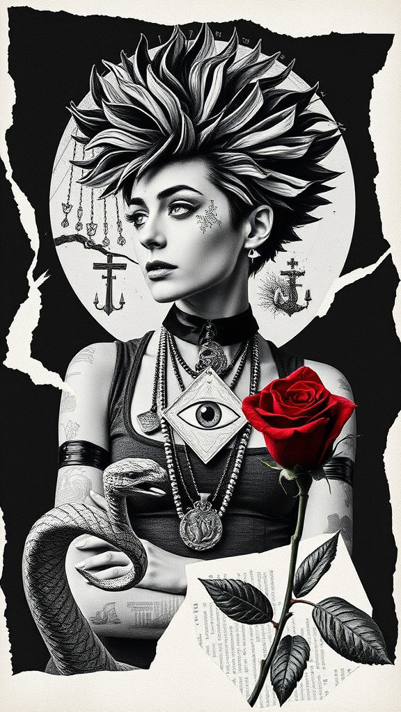 Punk Eve with Serpent in Dadaist Photogram