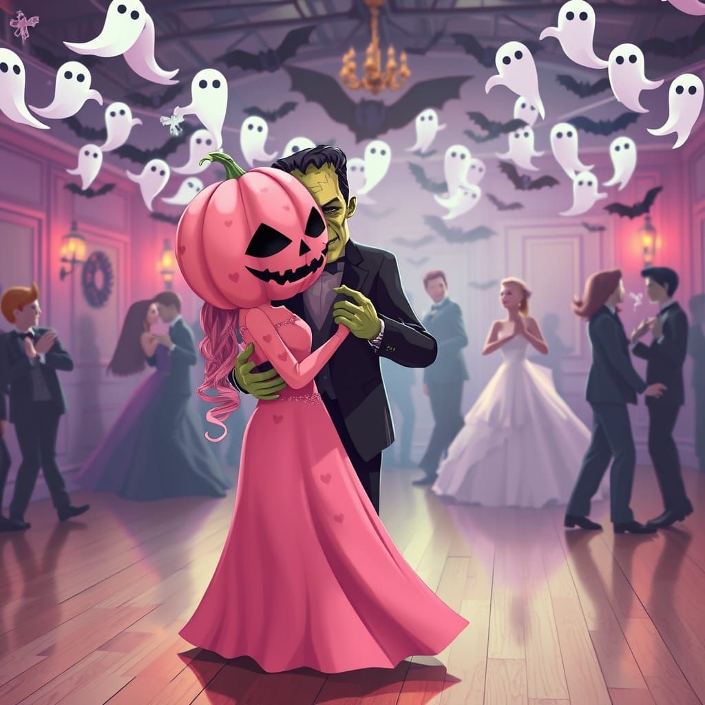 Anime Style Prom Dance with Frankenstein's Creature