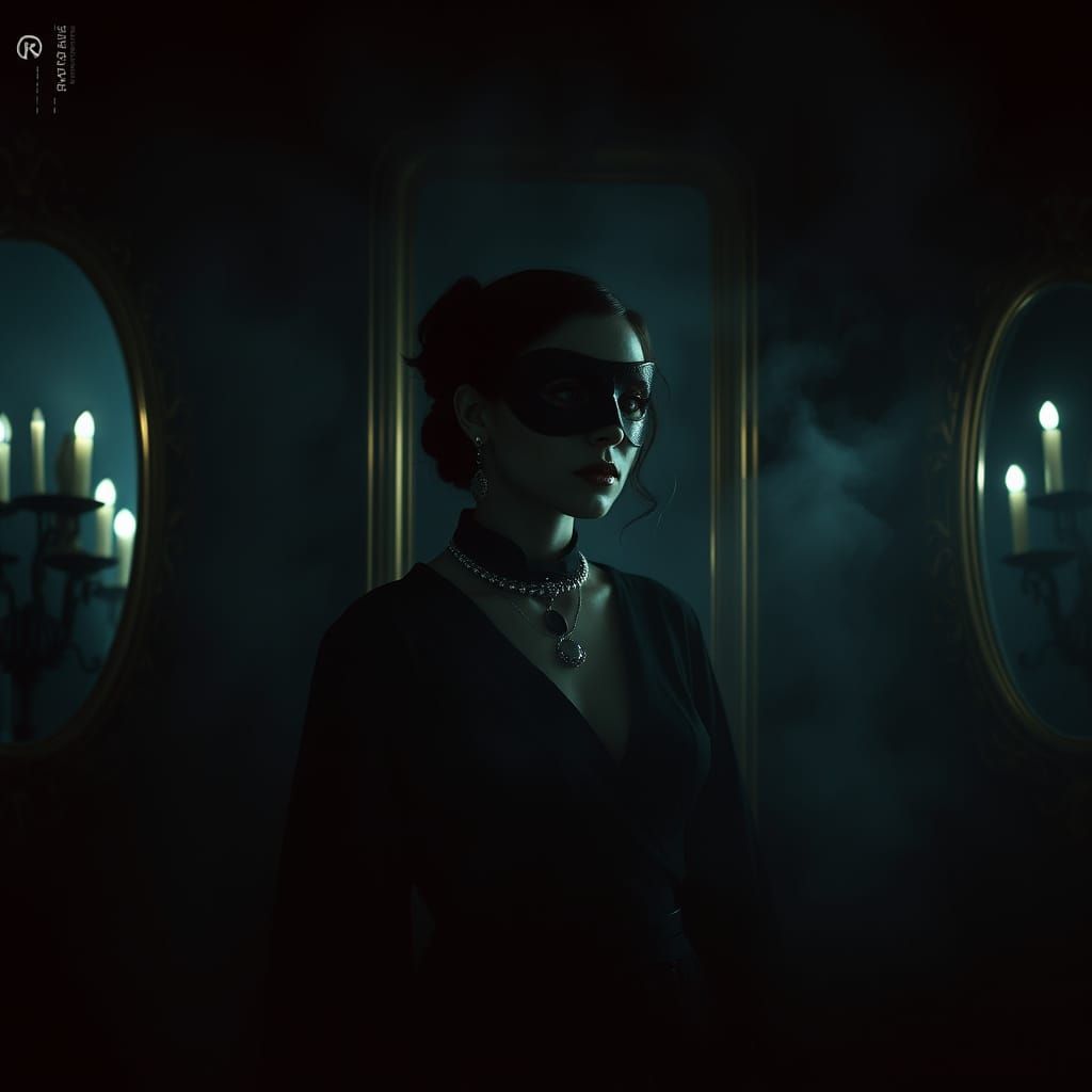 Silhouette féminine et brume noire.