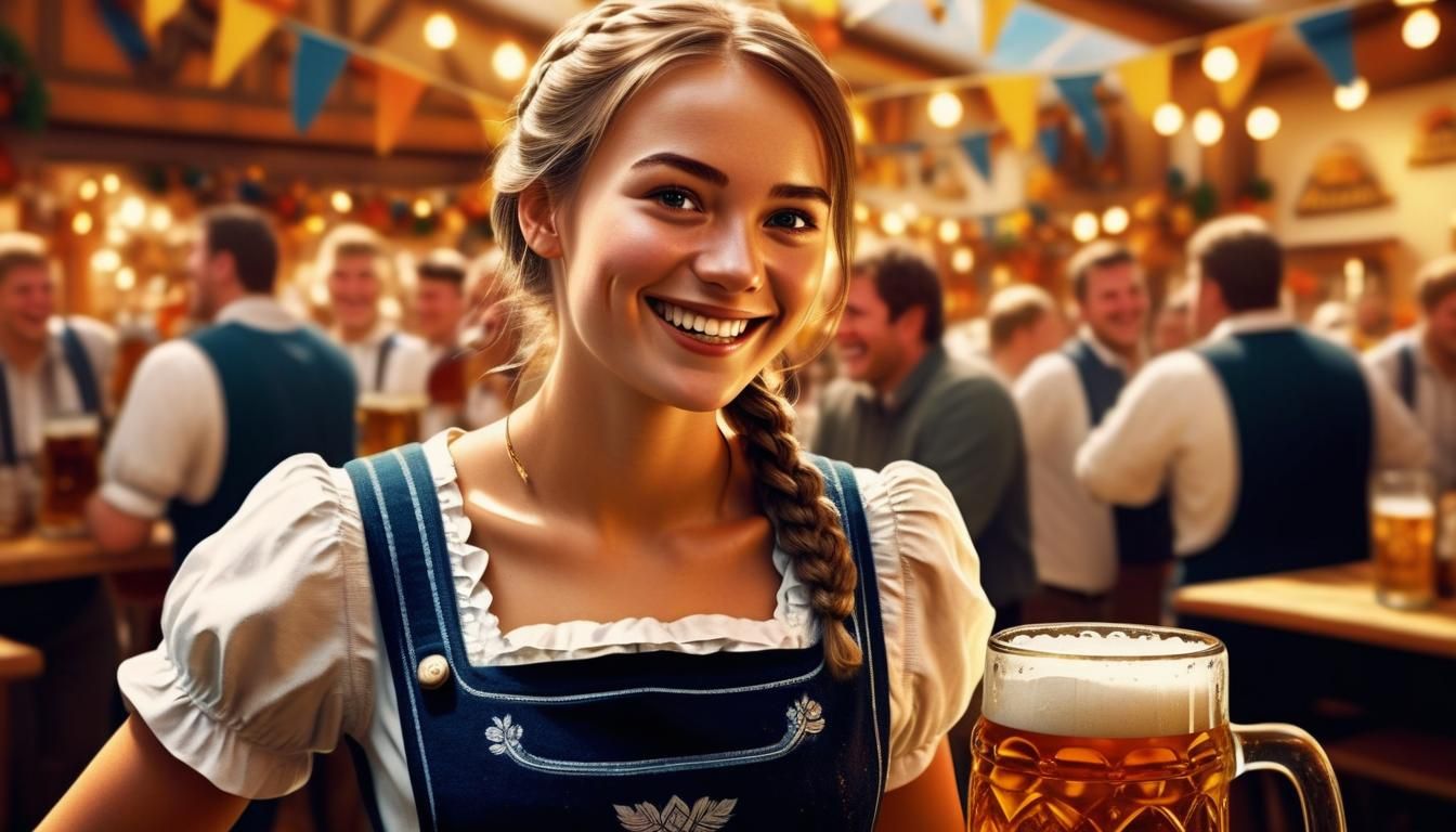 Oktoberfest Waitress with Beer Stein: Photorealistic Splash ...