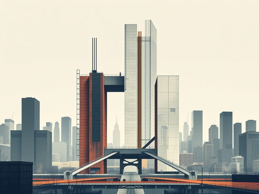 Geometric Urban Megalopolis in Constructivist Style