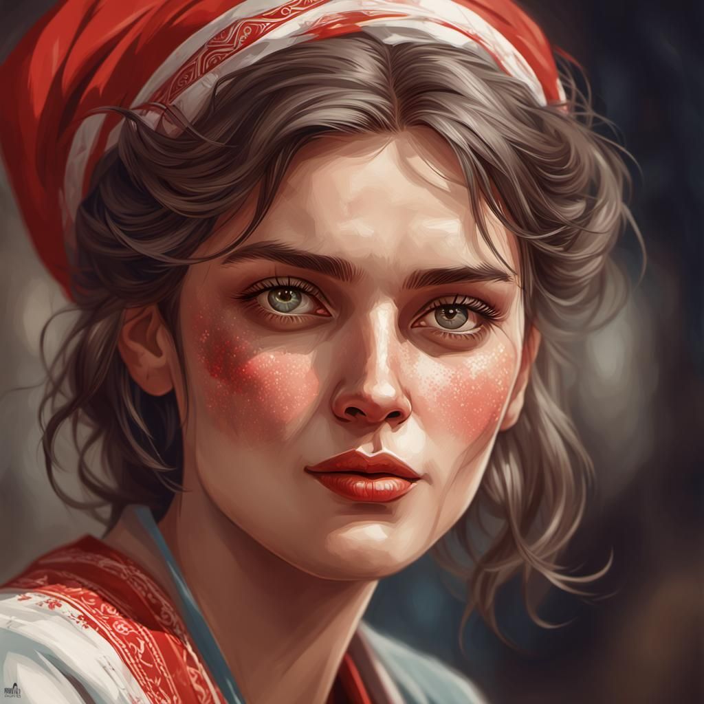 Yugoslavian Woman Portrait in Art Nouveau Style