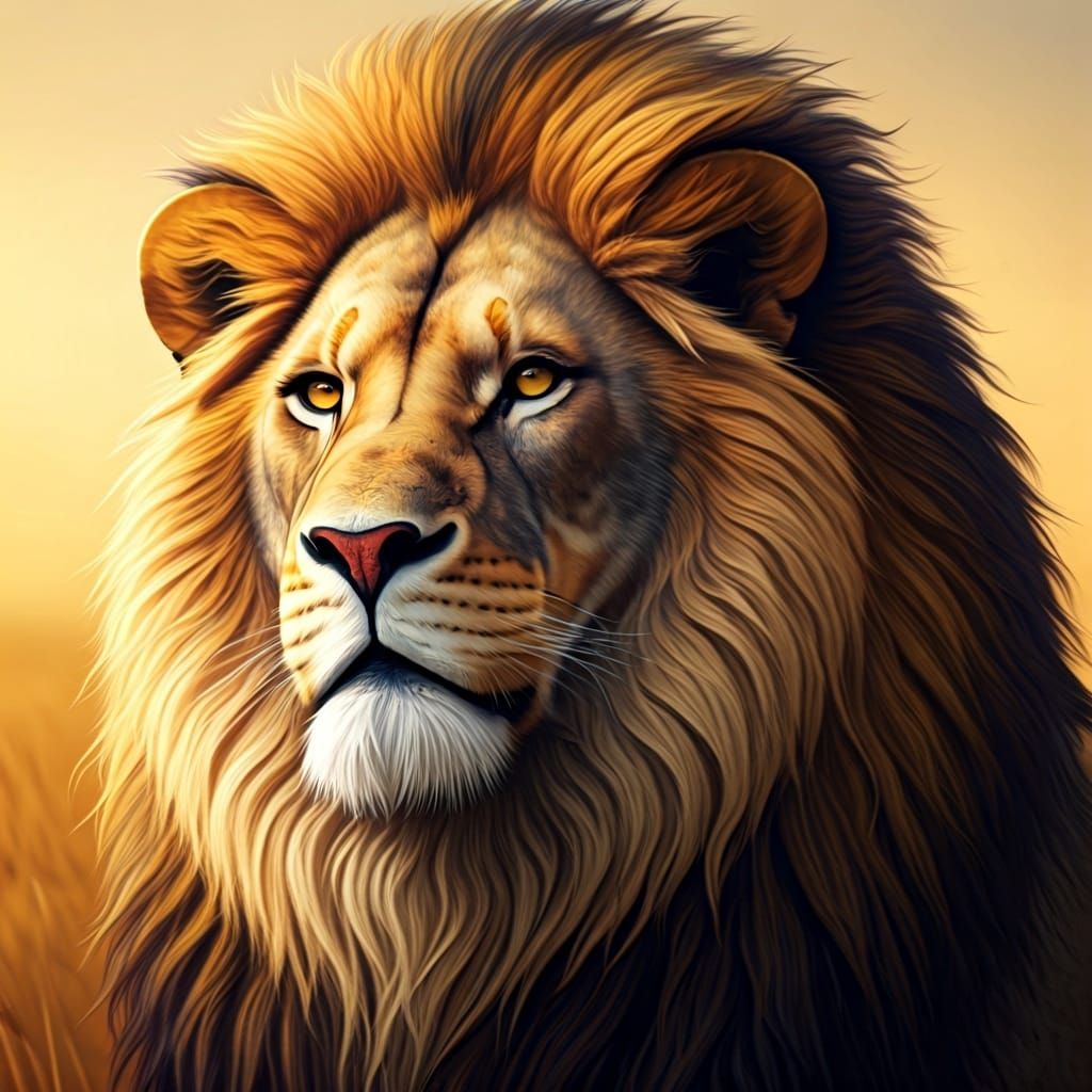 Majestic Lion in a Vibrant Savannah Landscape