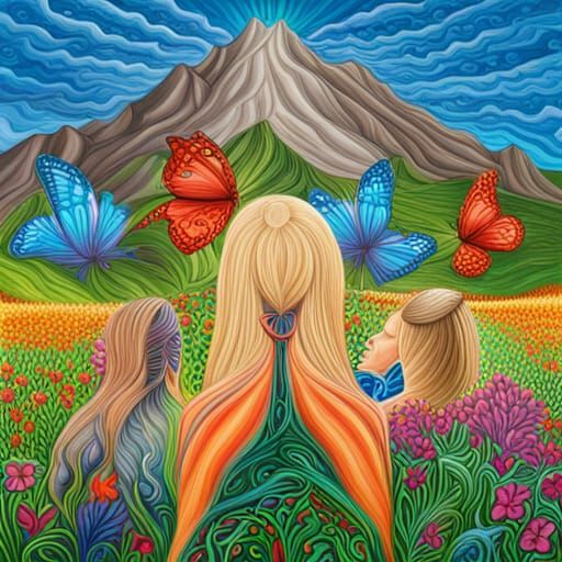 Explosion of Color: Women, Butterflies, and Meadow