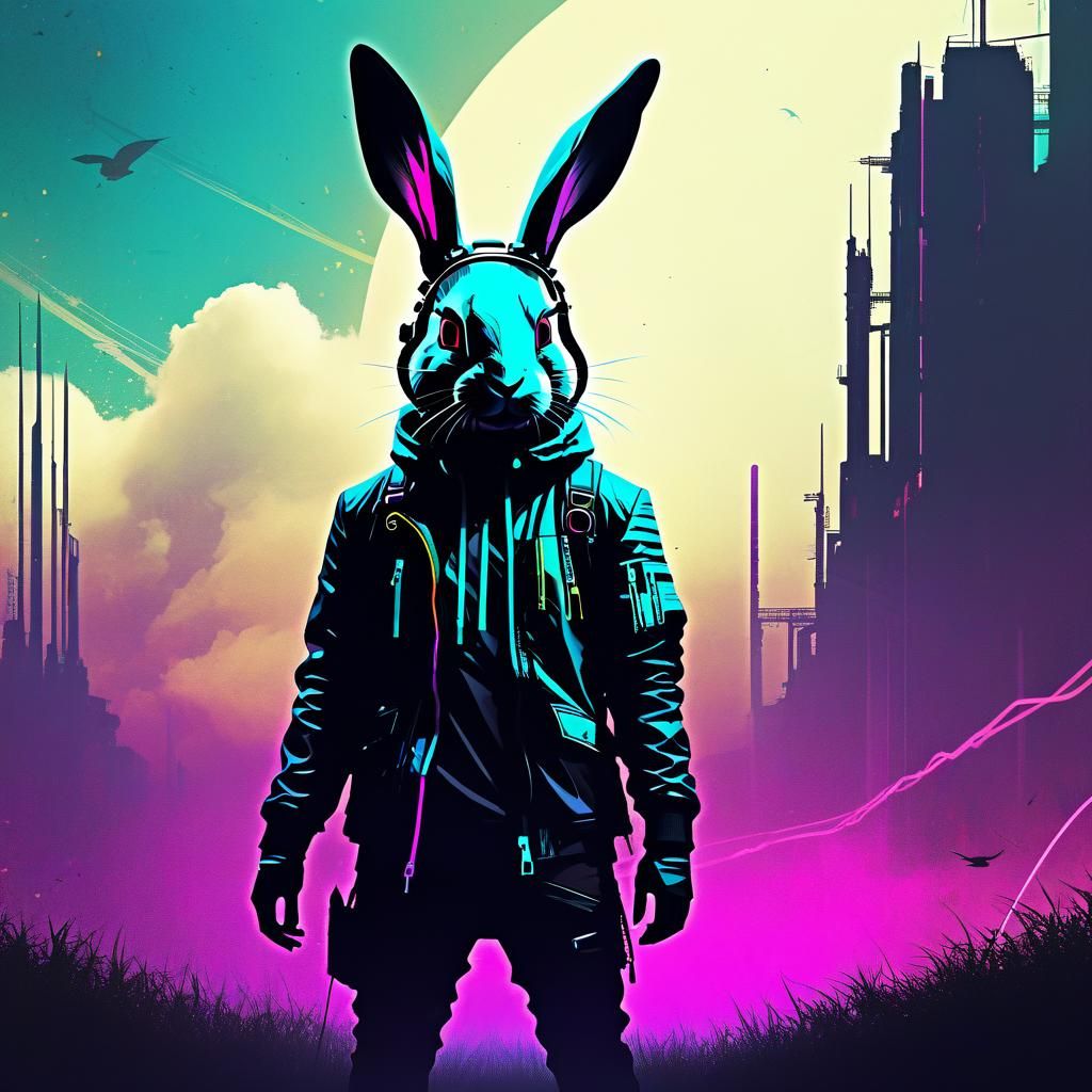 Aetherpunk Book Cover with Adorable Bunny Creature