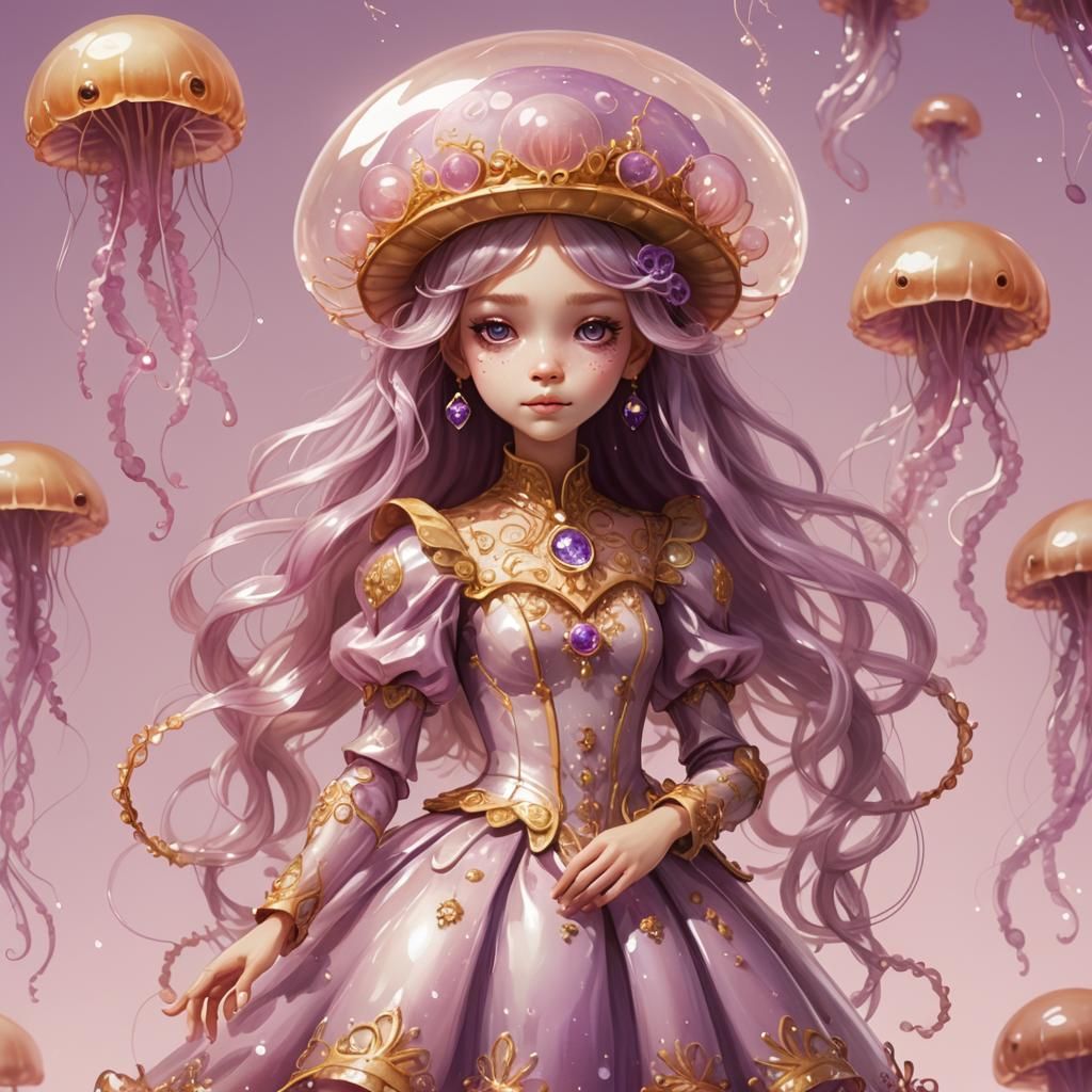 Luminous Jellyfish Princess in Lavender Formal Wear