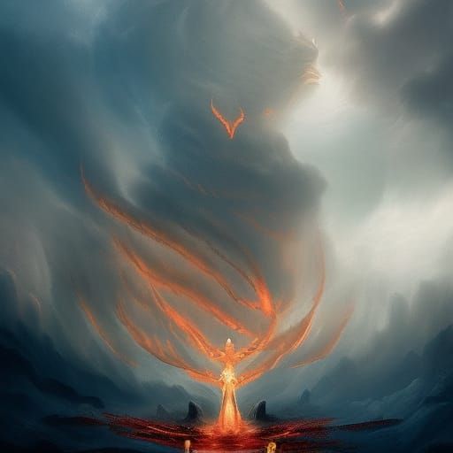 White Dragon Against Red Sky: Digital Art