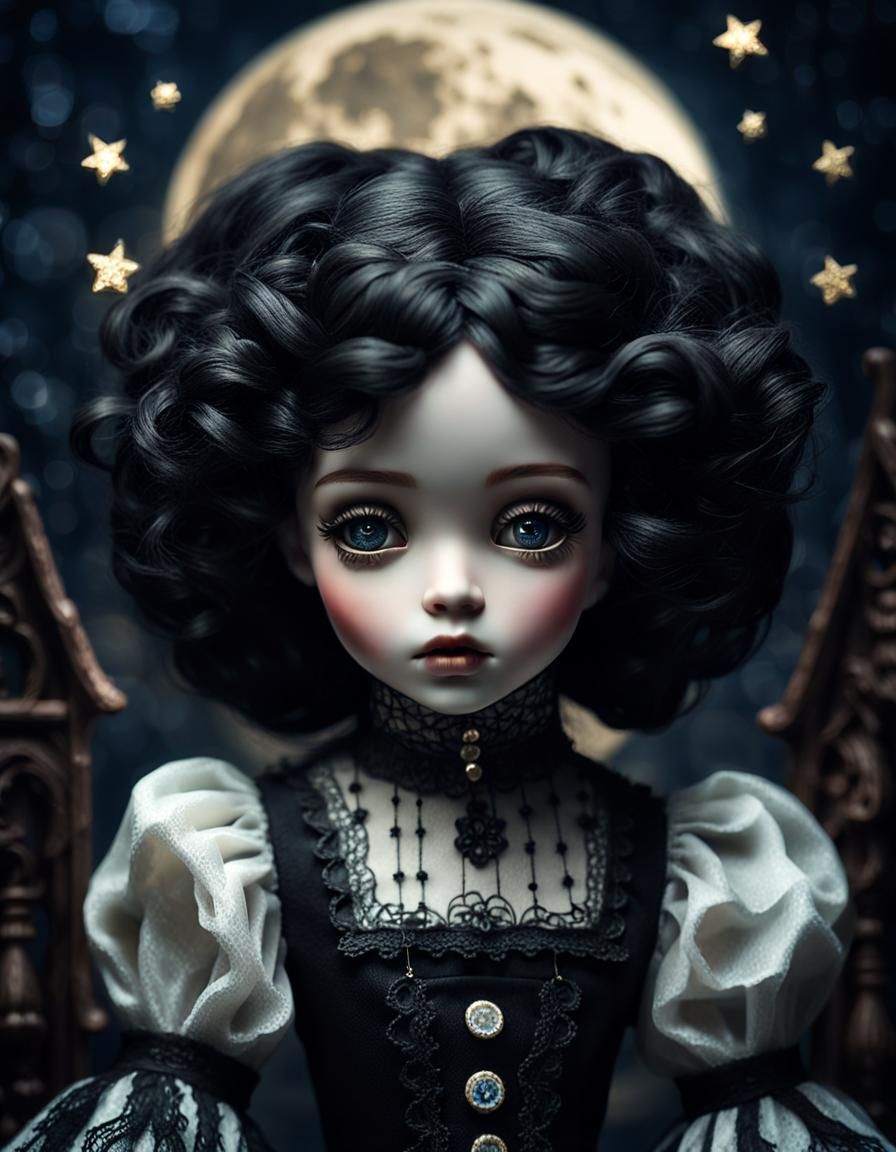 Gothic Porcelain Doll in Ethereal Fantasy Art