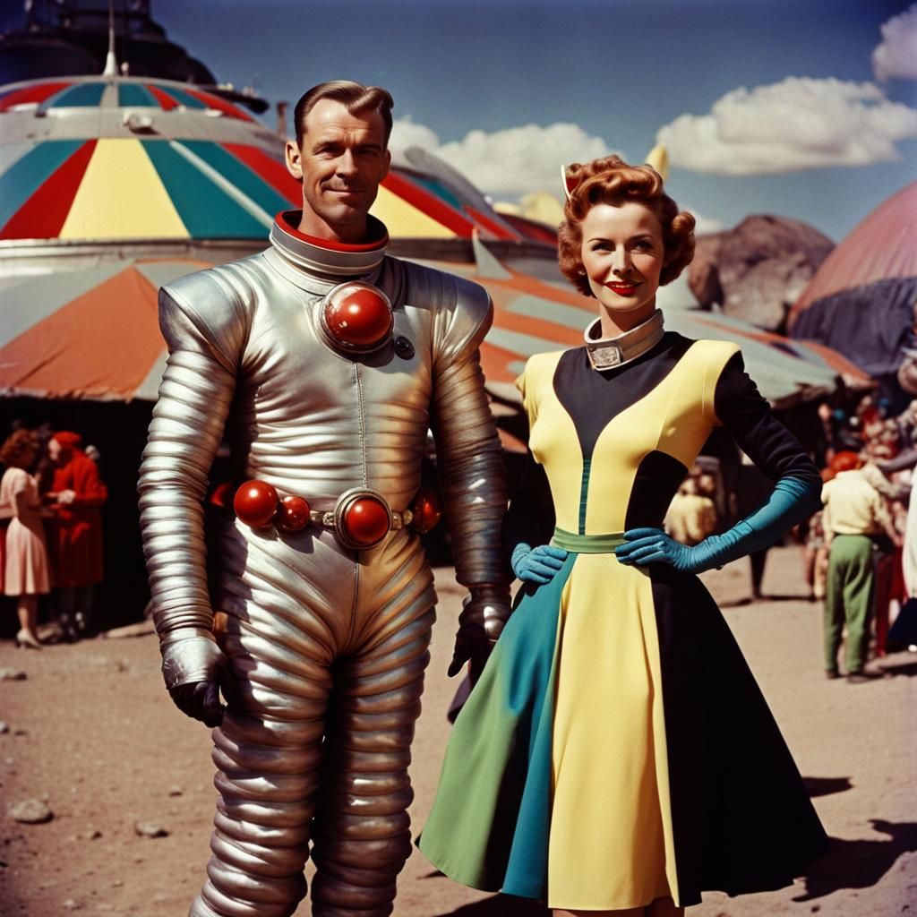 Vintage Sci-Fi Space Fair on Alien Planet