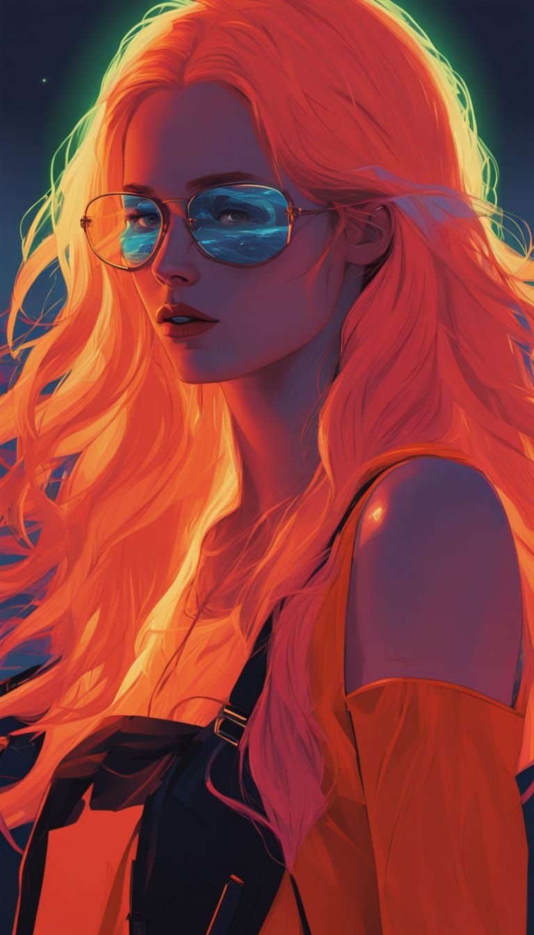 Dreamy Beachside Scene in Vibrant Synthwave Style