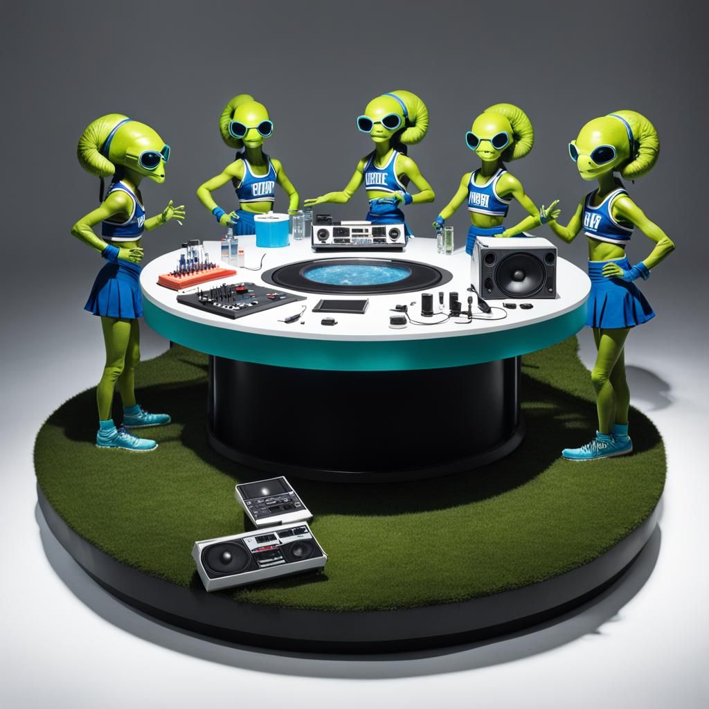 A huge lab with cryogenically preserved turtle aliens. Table...