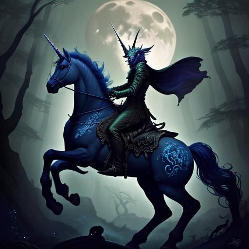 Zombie Unicorn Galloping Through Mystical Forest