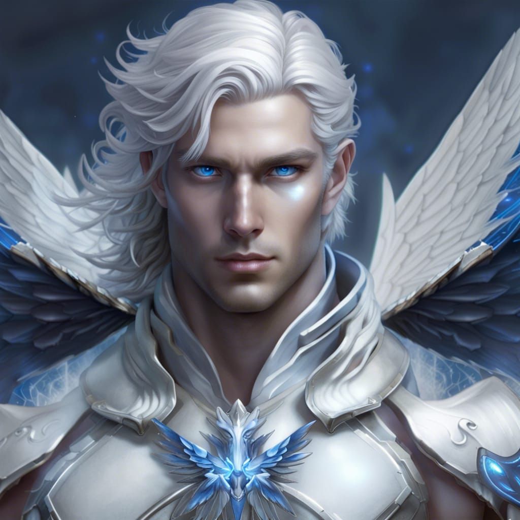 High Fantasy Angel with Metallic Armor and Wings
