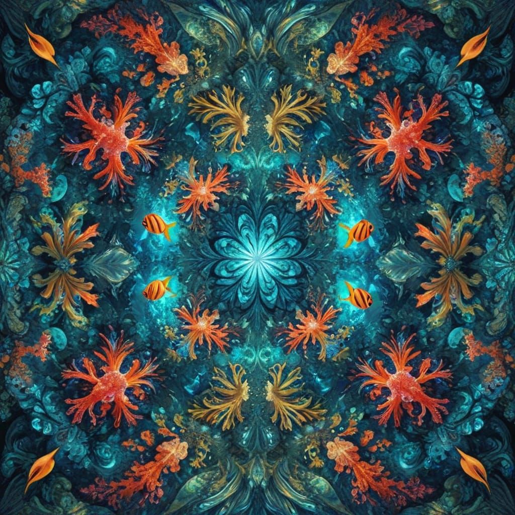 Kaleidoscope of an Undersea Coral Reef Landscape