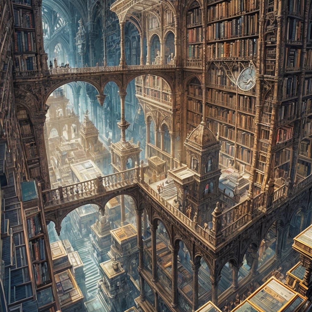 Enormous Abandoned Library with Fantastical Stories