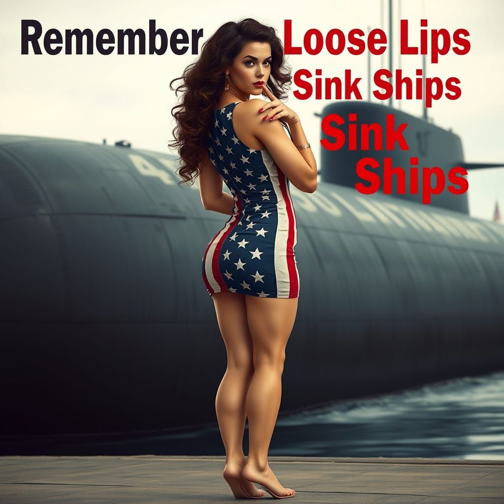 Sultry Pinup in Navy Uniform, Winking at the Camera