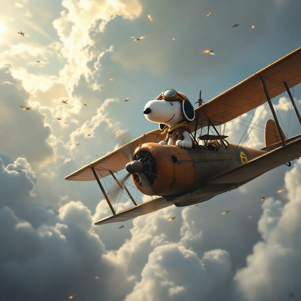 Snoopy Takes Flight in WWI Biplane