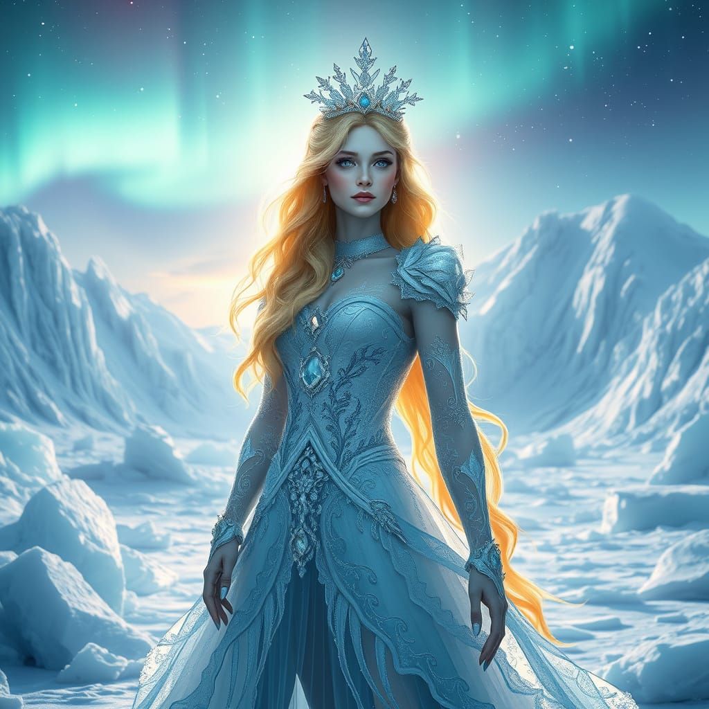 Frozen Regal Princess Under Aurora Borealis