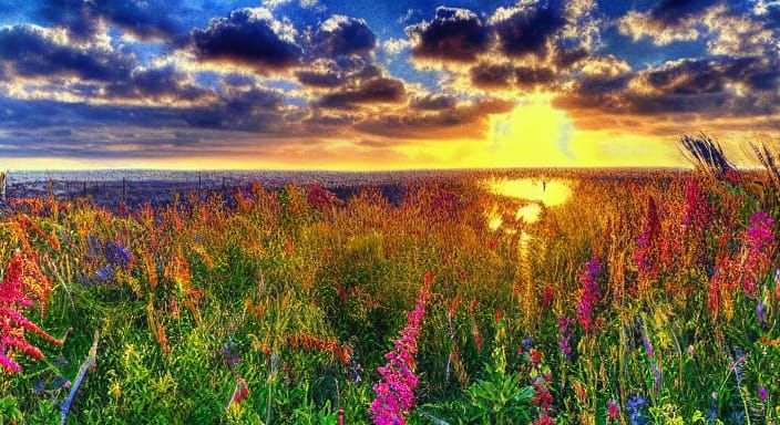 Psychedelic Summer Sunshine in Kinetic Pointillism