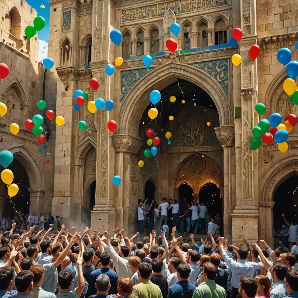Jerusalem Celebration at Damascus Gate in Splash Art