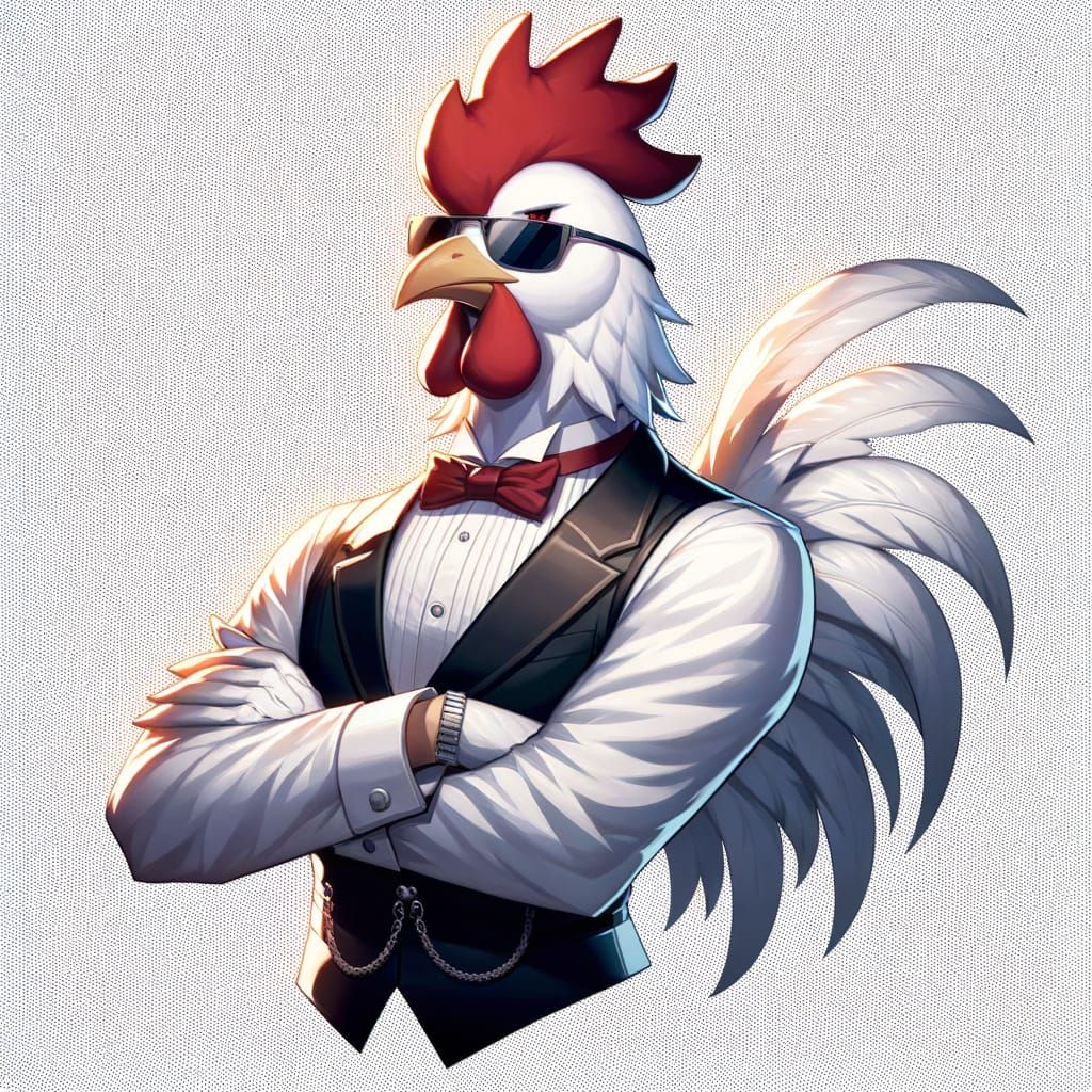 Anime Style Butler Chicken in Refined Art