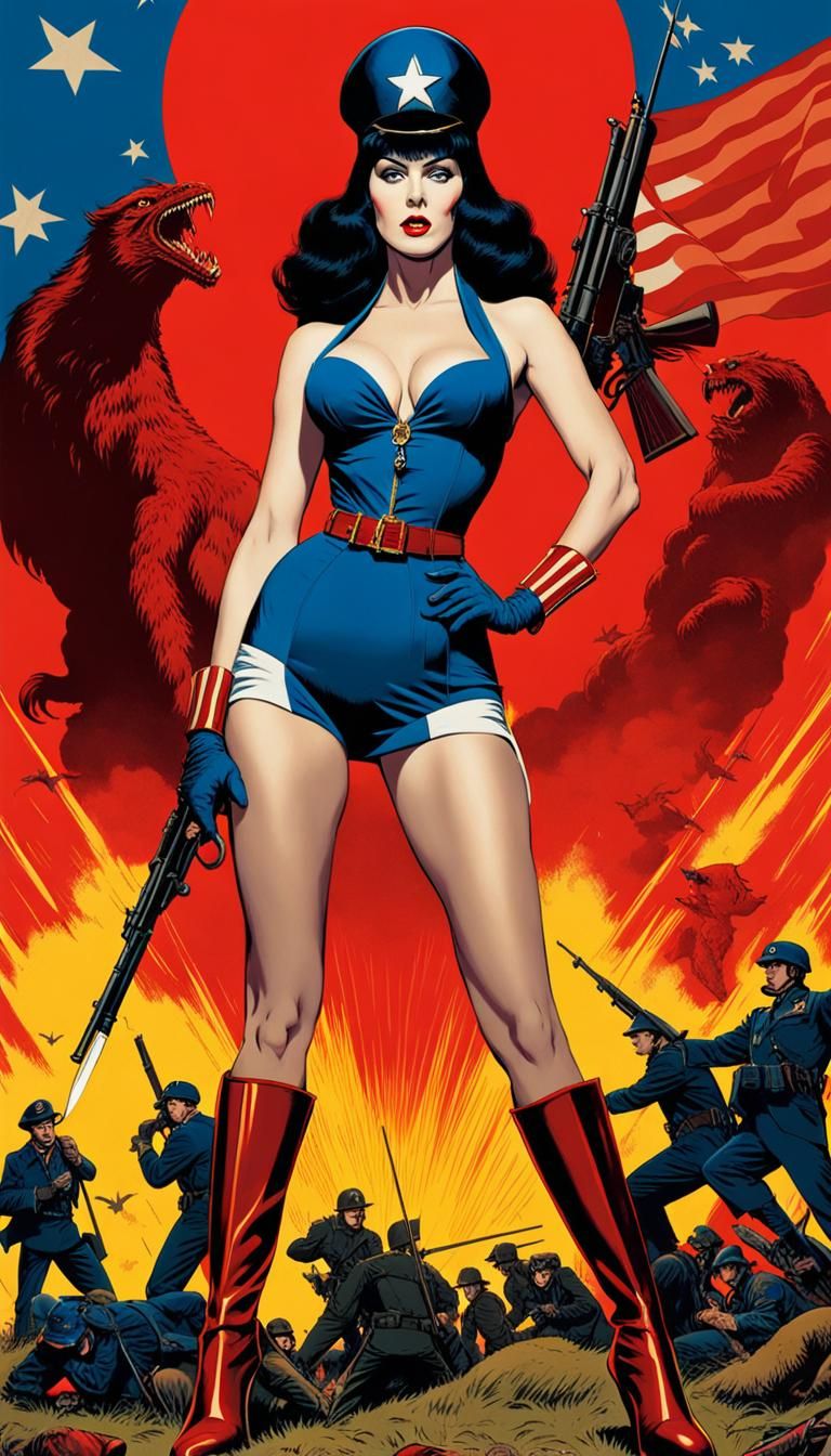 Elvira as patriotic world war 2 superhero