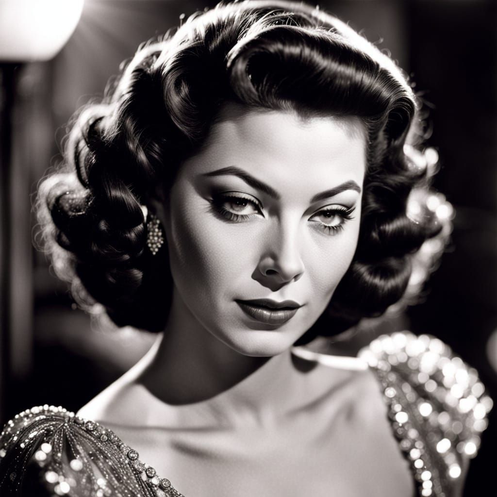 Ava Gardner in Old Film Photography Style