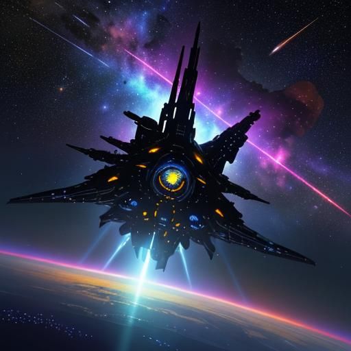 Epic Starship Battle in Bonestell Style Space Art