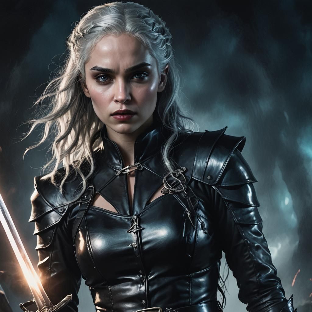 Dark Fantasy Vampire Warrior Portrait in Leather Armor