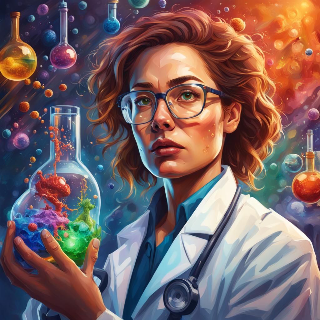 Hyperrealistic Portrait of a Woman Scientist