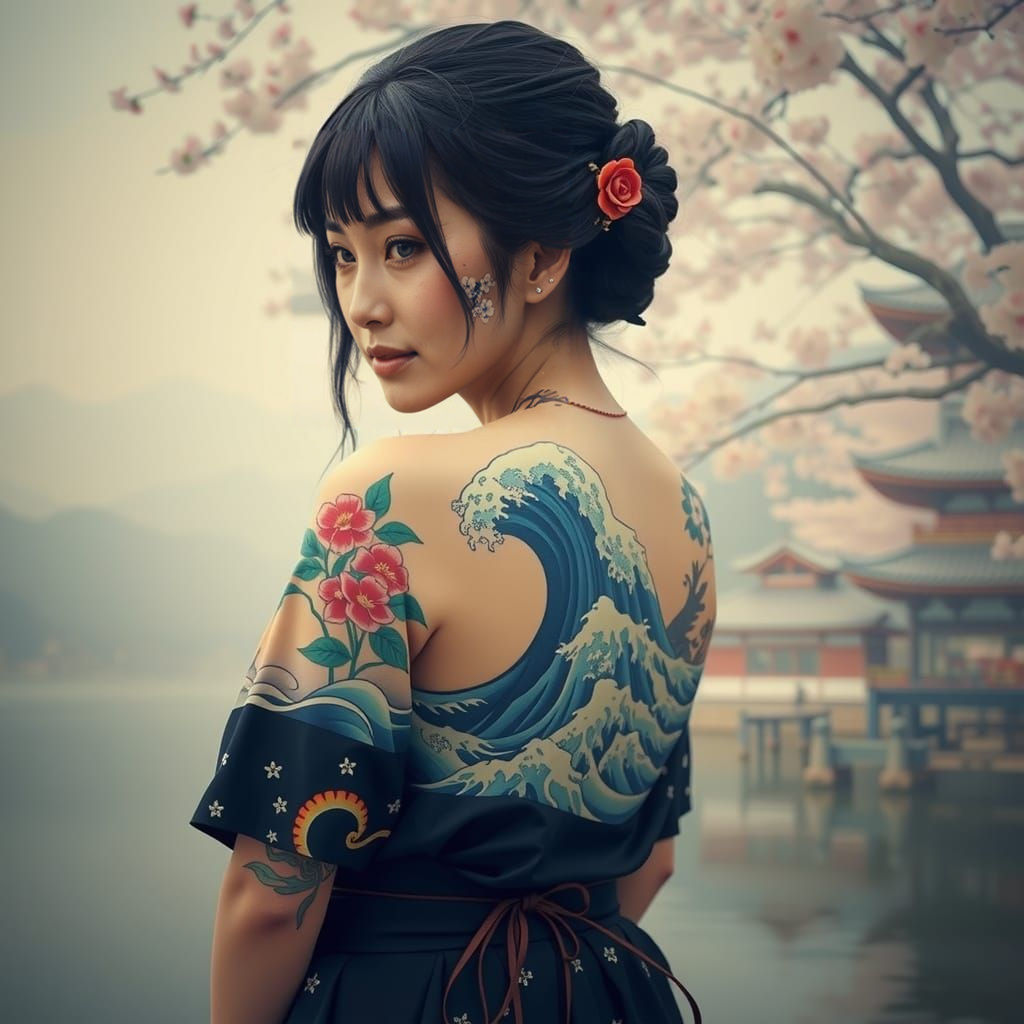 Japonisme revisited: A beautiful ancient sakura tree, Japane...