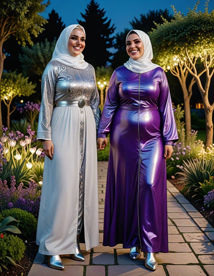 Ethereal Middle Eastern Women Embody Vibrant Nighttime Elega...