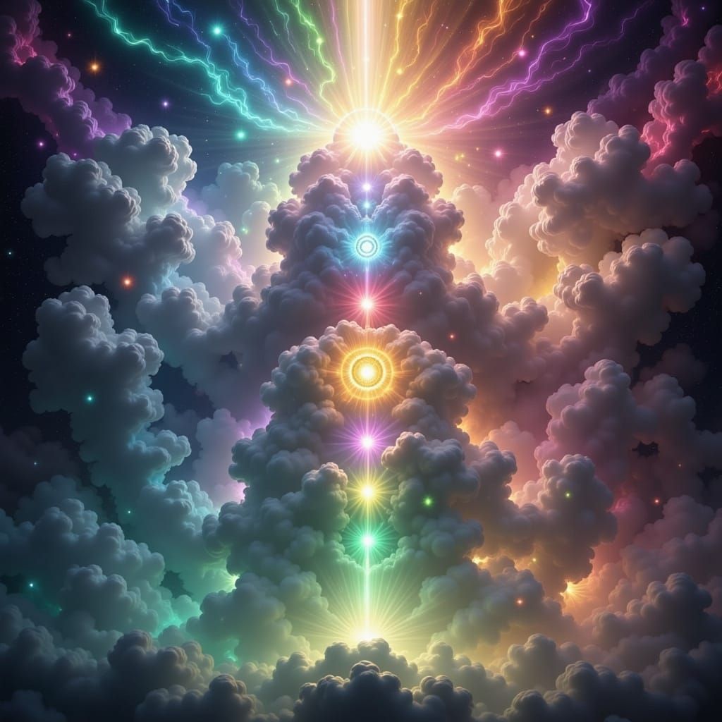 Ethereal Celestial Abstraction with 7 Chakras and 3rd Eye Pr...