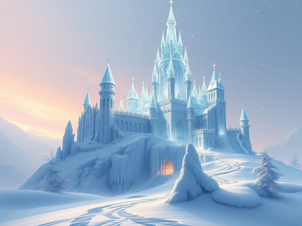 Crystal Ice Castle Shines in Winter Wonderland