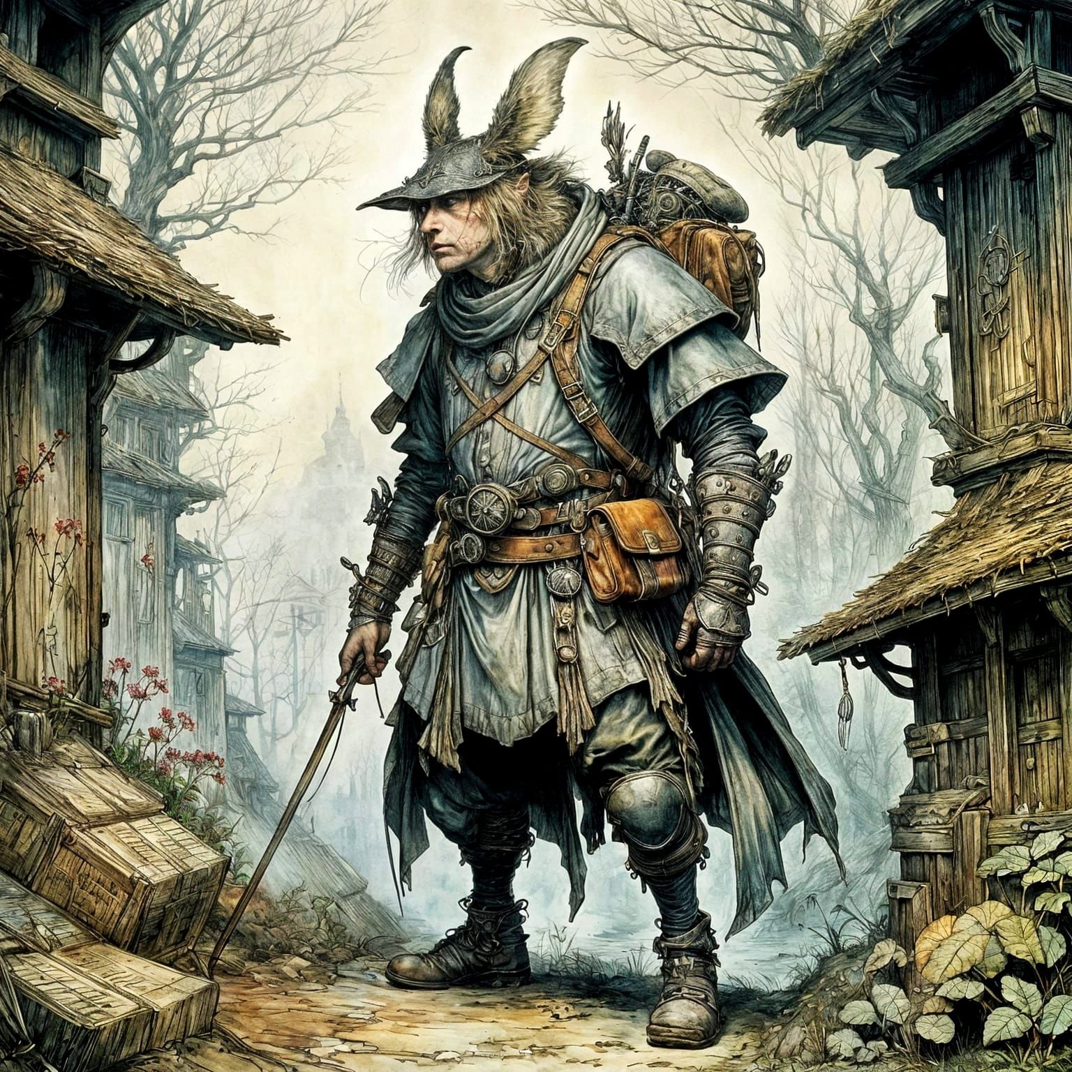 Detailed Fairy Tale Illustration in Rackham Style