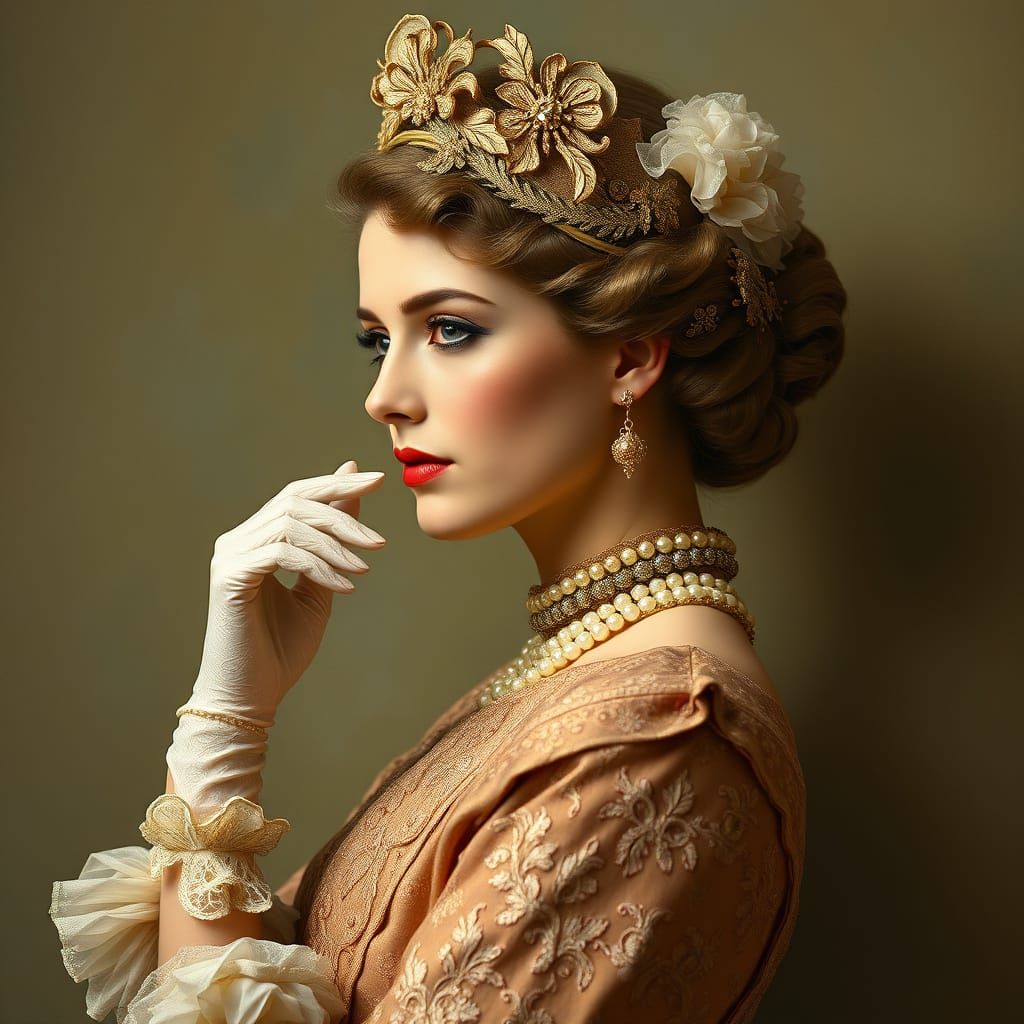 Victorian Lady Portrait in Art Nouveau Style